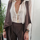 KIKISIX gilet STELLA con laccio laterale color t.moro