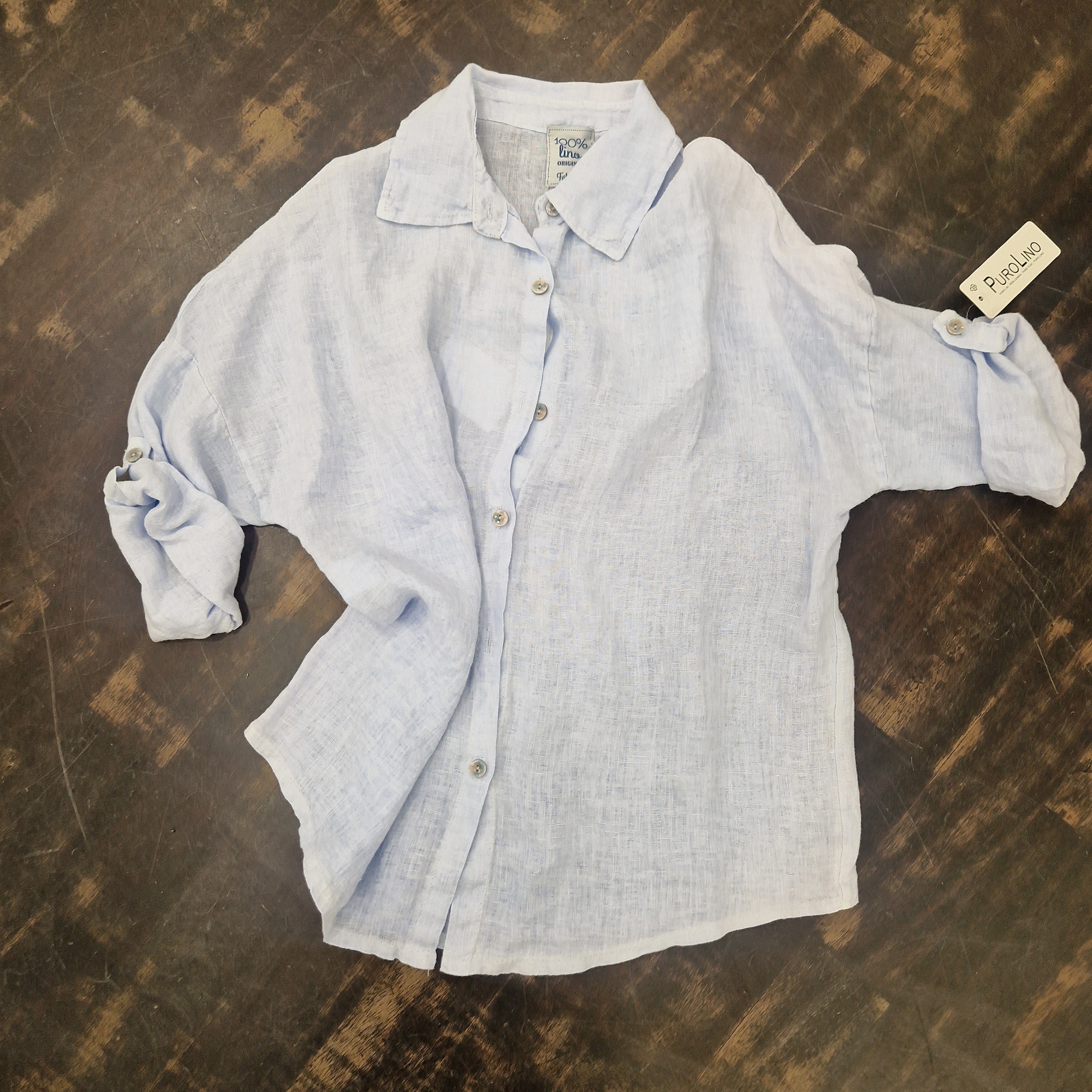Camicia celeste in lino