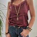 Kikisix top sottogiacca satin bordeaux