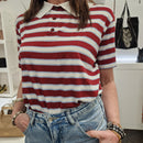 Kikisix T-shirt SUSANNA righe bordeaux