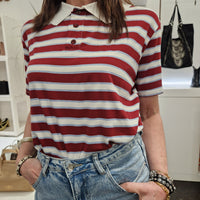 Kikisix T-shirt SUSANNA righe bordeaux