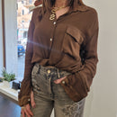 Camicia lunga con taschino  color moro