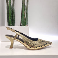 Bruno Premi scarpa lavorazione laser metallic oro