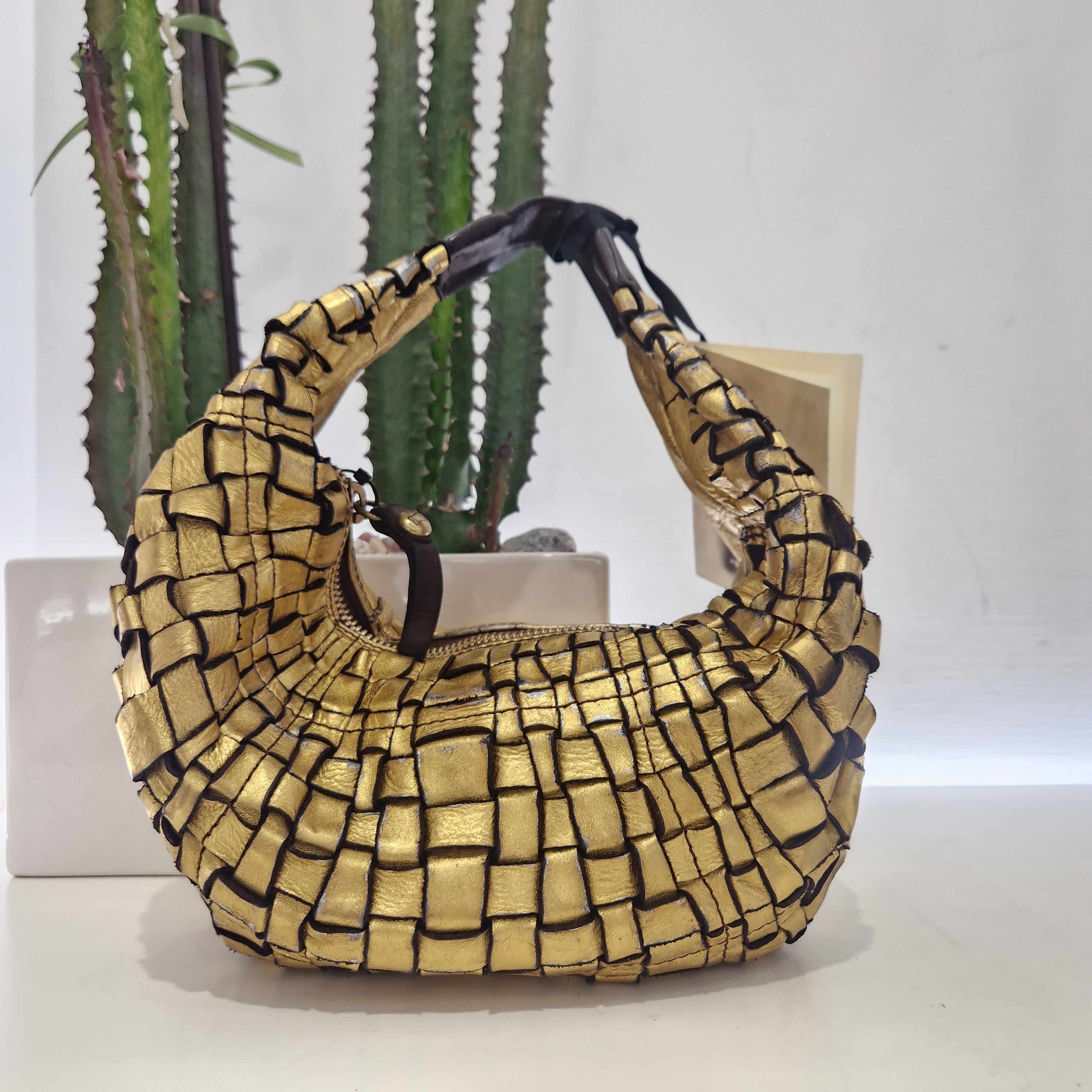 Campomaggi borsa intrecciata oro