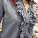 Kikisix camicia in jeans con rouches