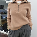 Maglione ZIP color nocciola