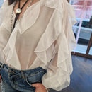 Kikisix camicia con rouches bianca