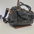 Campomaggi borsa bauletto nero rivetti oro