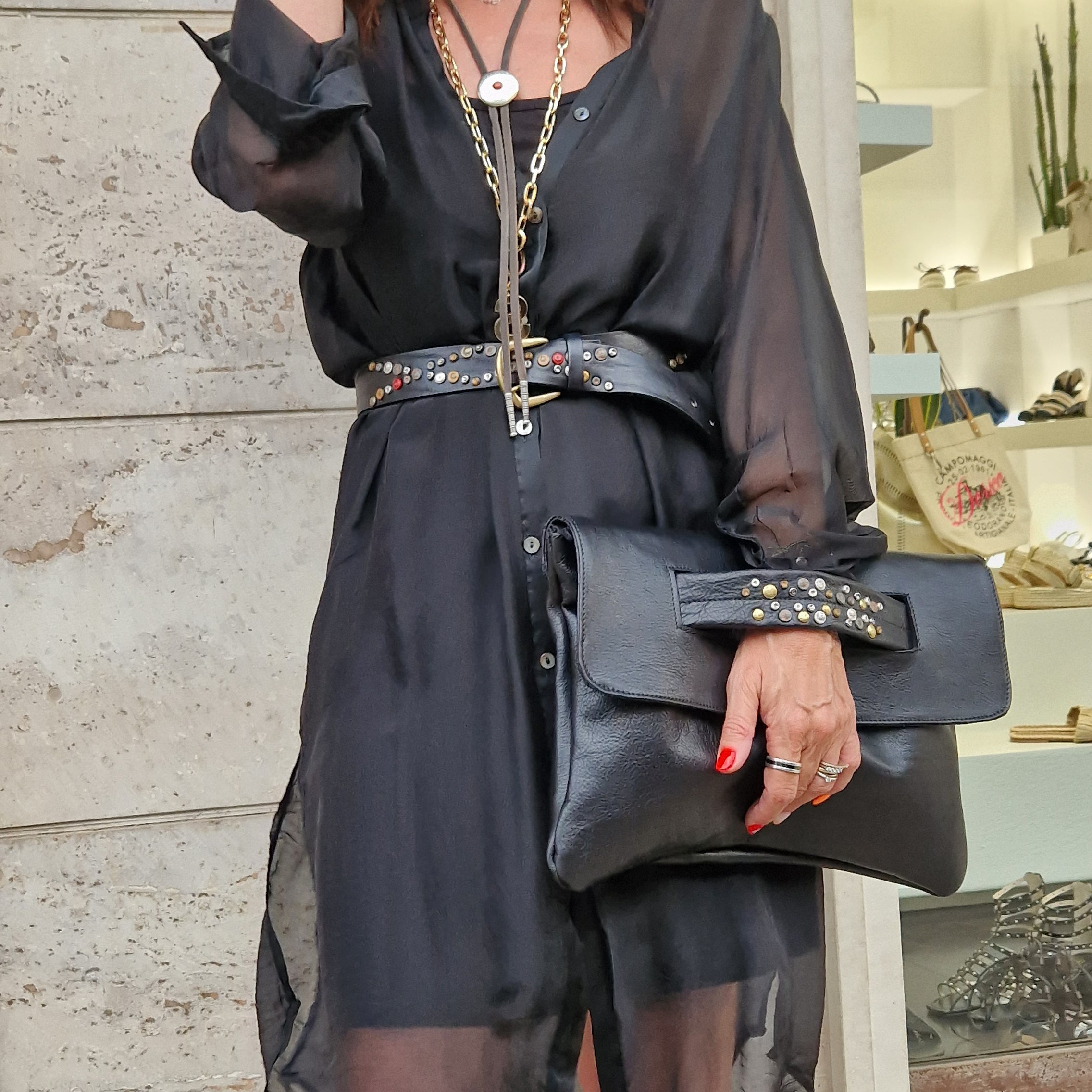 Alberto Luti cintura in pelle con borchie colorate