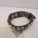 Campomaggi bracciale SATURNO bordeaux con borchie argento