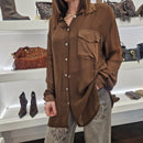 Camicia lunga con taschino  color moro