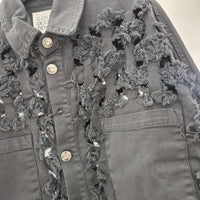 Giacca/camicia in jeans  sfrangiato color grigio scuro
