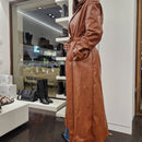 Cappotto lungo doppio petto ecopelle STAMPA COCCO color cuoio