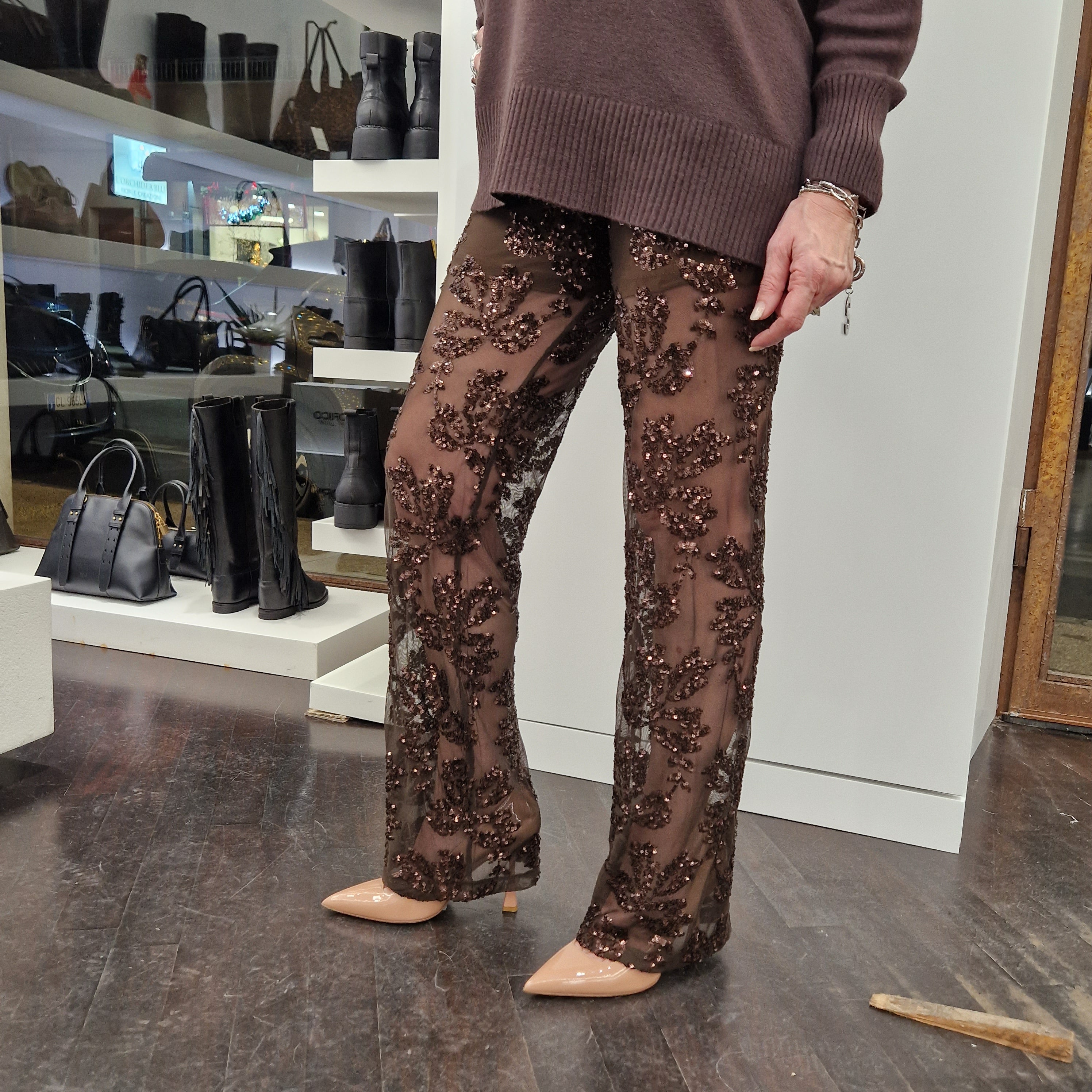 Kikisix pantalone ZARINA paillettes moro