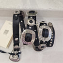 Campomaggi cintura pelle nera TEX con borchie argento