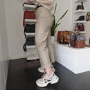 Pantalone VIA FIORITA tessuto spalmato grigio/beige