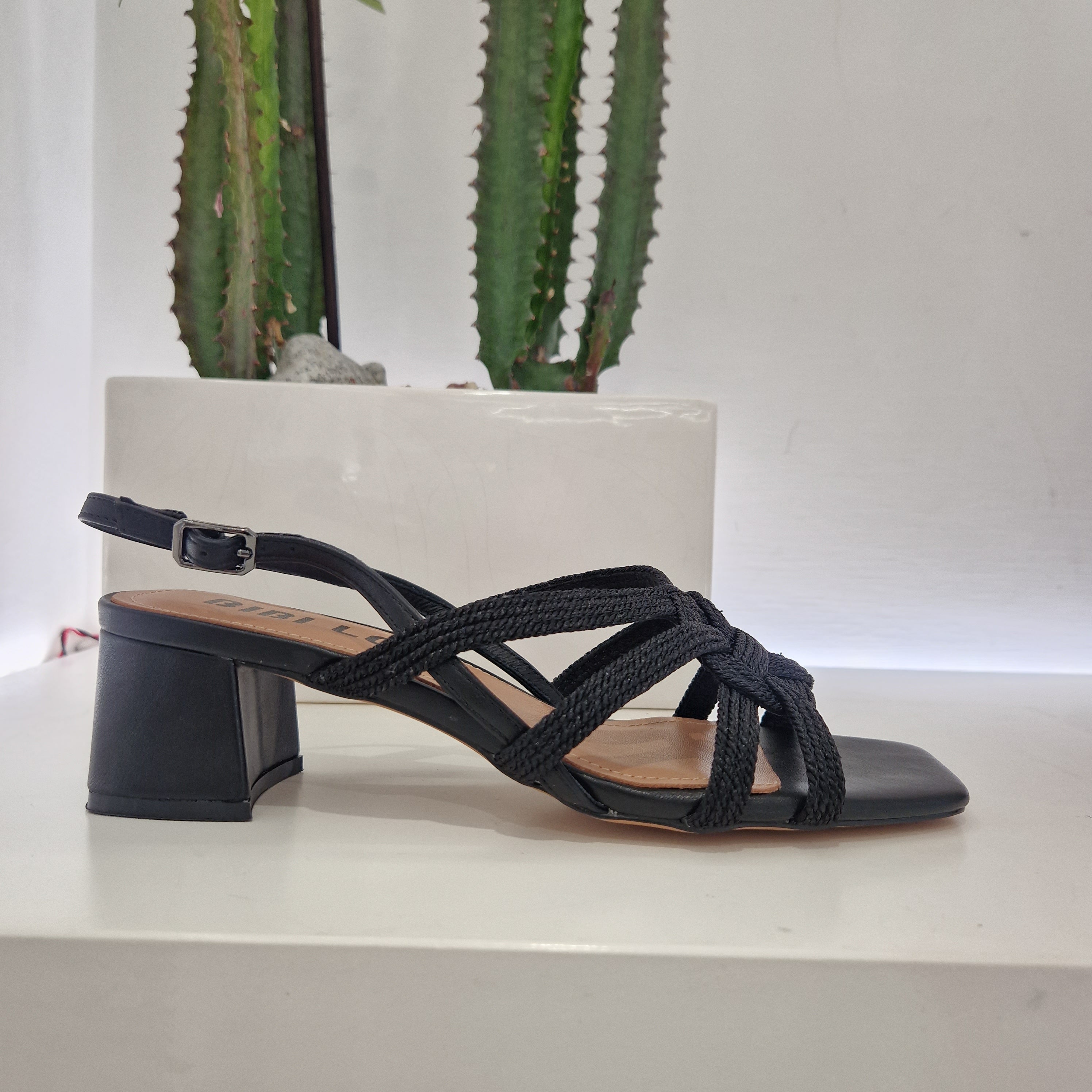 Bibilou sandalo nero   tacco 5 cm