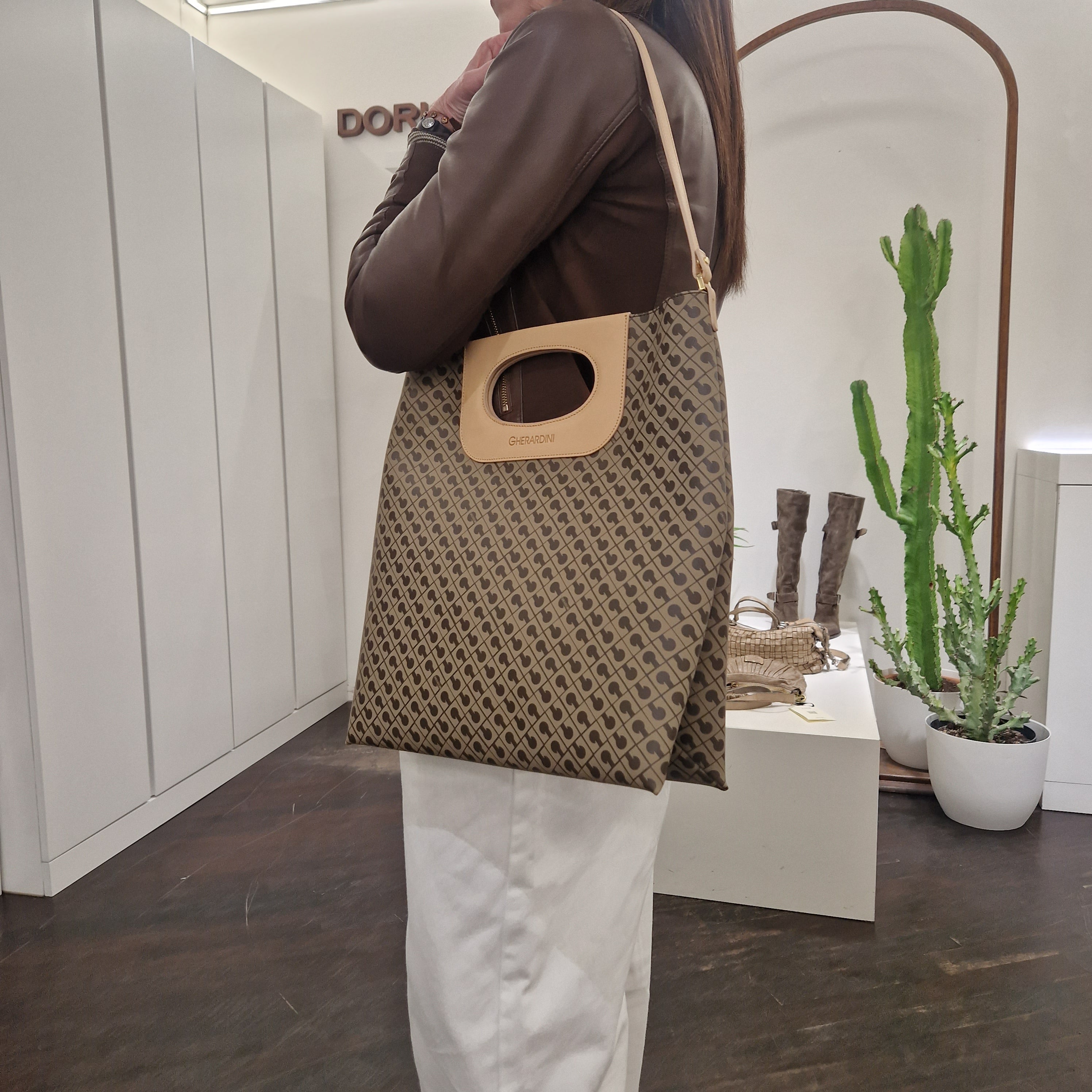 Ghetardini borsa Doppia piattina grande millerighe