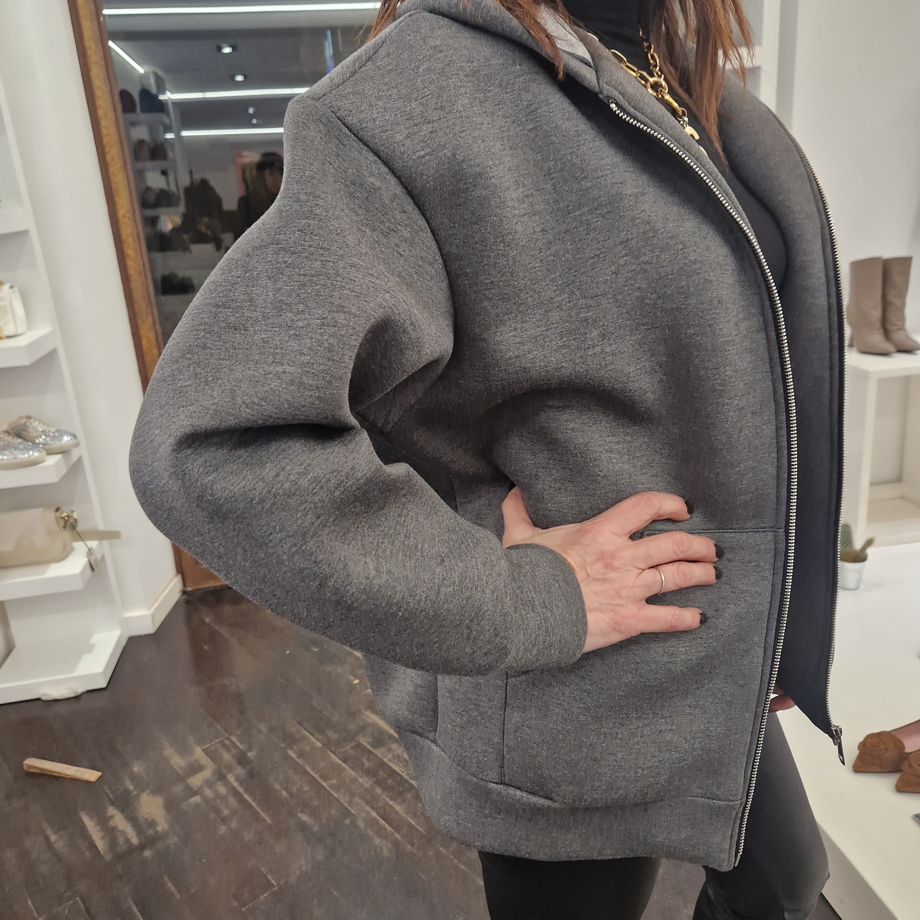 KIKISIX felpa con zip  grigio