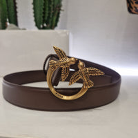 PINKO cintura 3 cm color marrone fibbia color oro