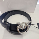 PINKO Cintura sottile Love Birds in pelle 3cm fibbia argento