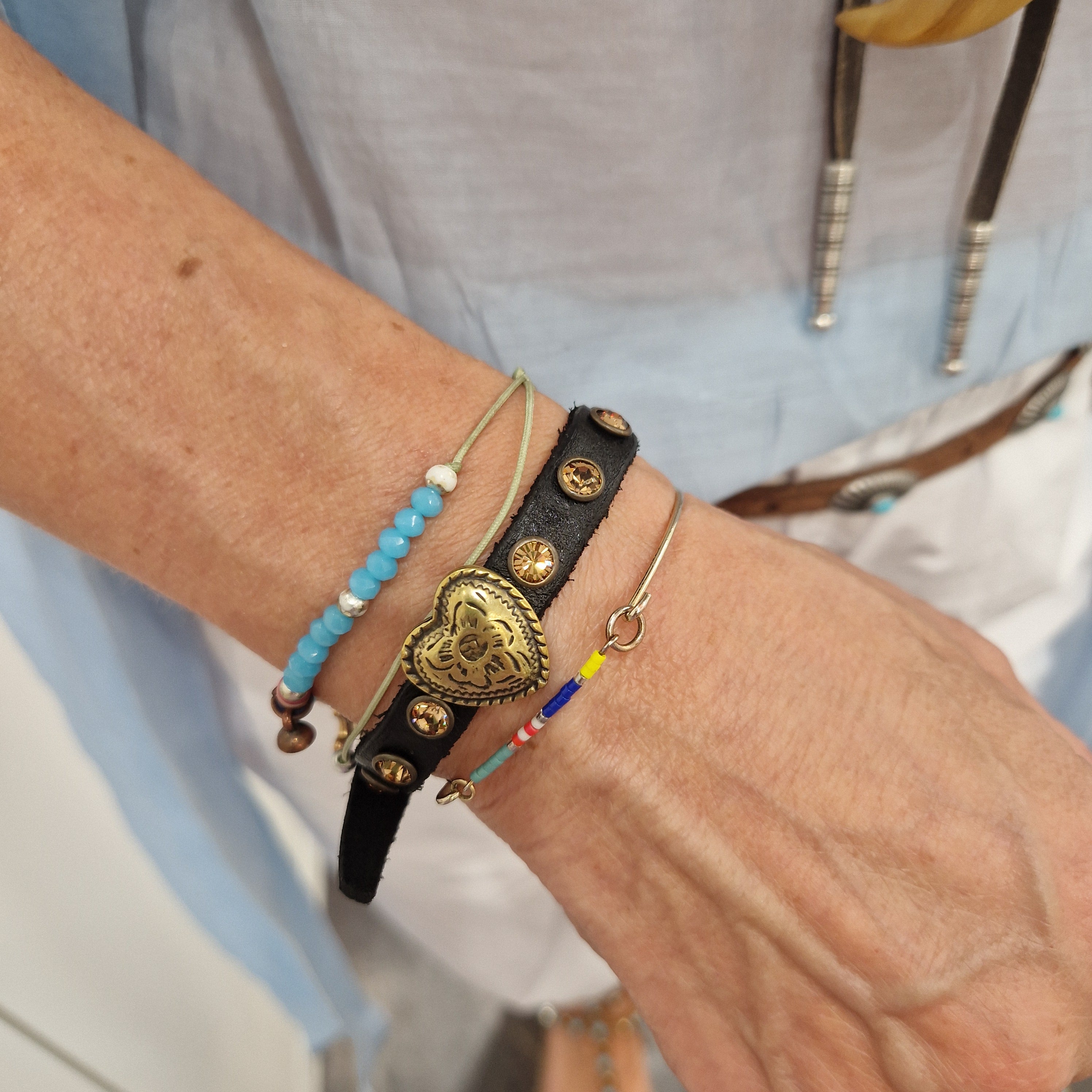 Campomaggi bracciale MINIMERAVIGLIA con cuore oro e strass