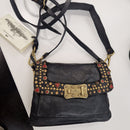 Campomaggi borsa Agnese nera  rivetti oro con corallo