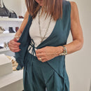 KIKISIX gilet STELLA con laccio laterale color verde ottanio