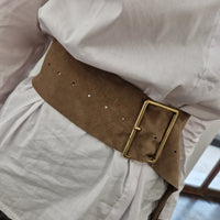 Kikisix cintura in pelle scamosciata con frange