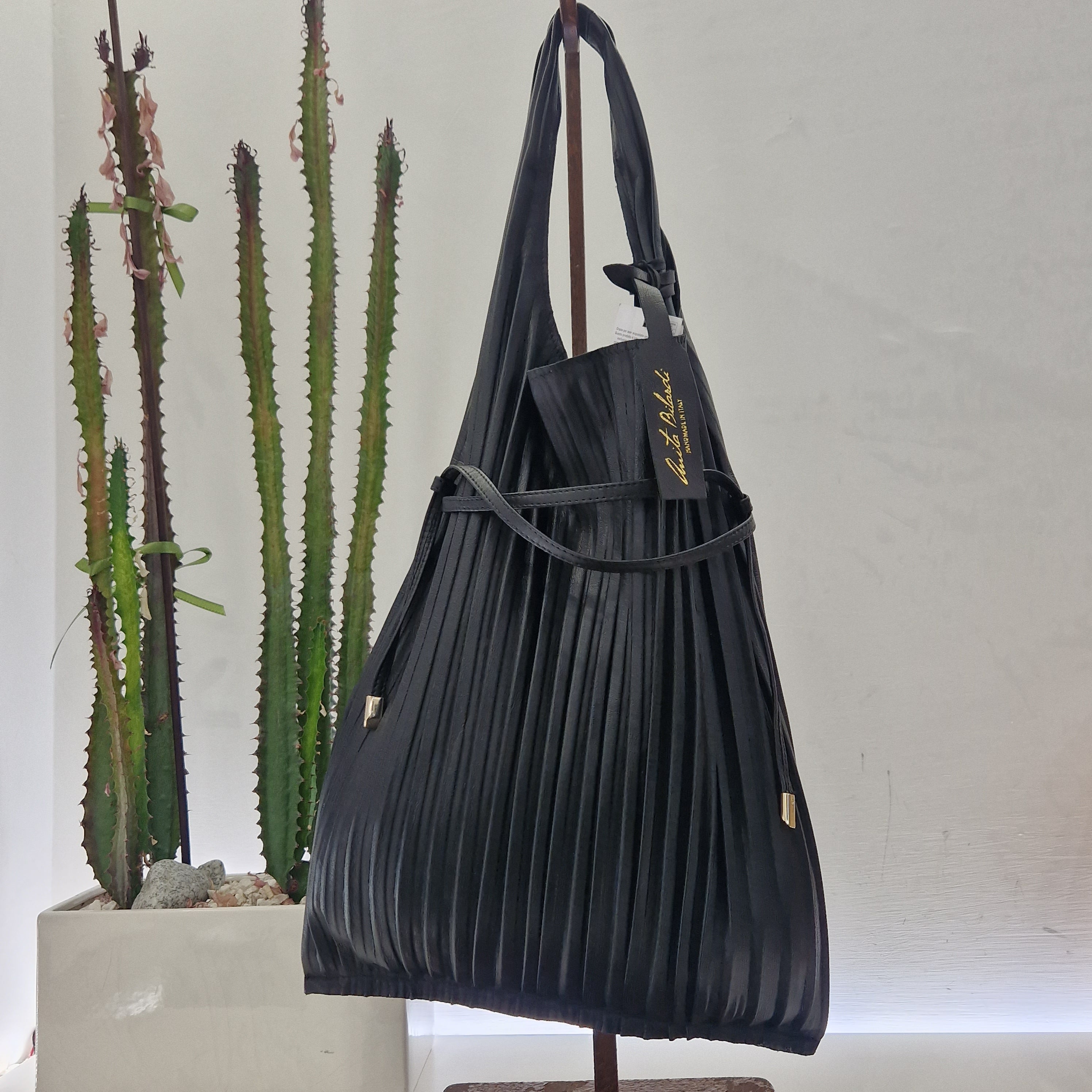 Anita Biliardi borsa plissè pelle nera