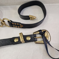 Campomaggi cintura pelle nera ANELLI  con borchie oro
