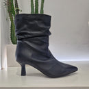 Stivaletto in pelle nera tacco 6 cm