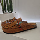 Taji sabot color cuouo suede con frange