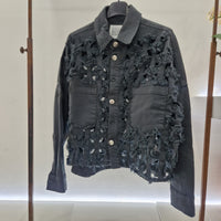 Giacca/camicia in jeans  sfrangiato color grigio scuro