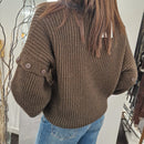 Maglione MARRONE bottoni manica