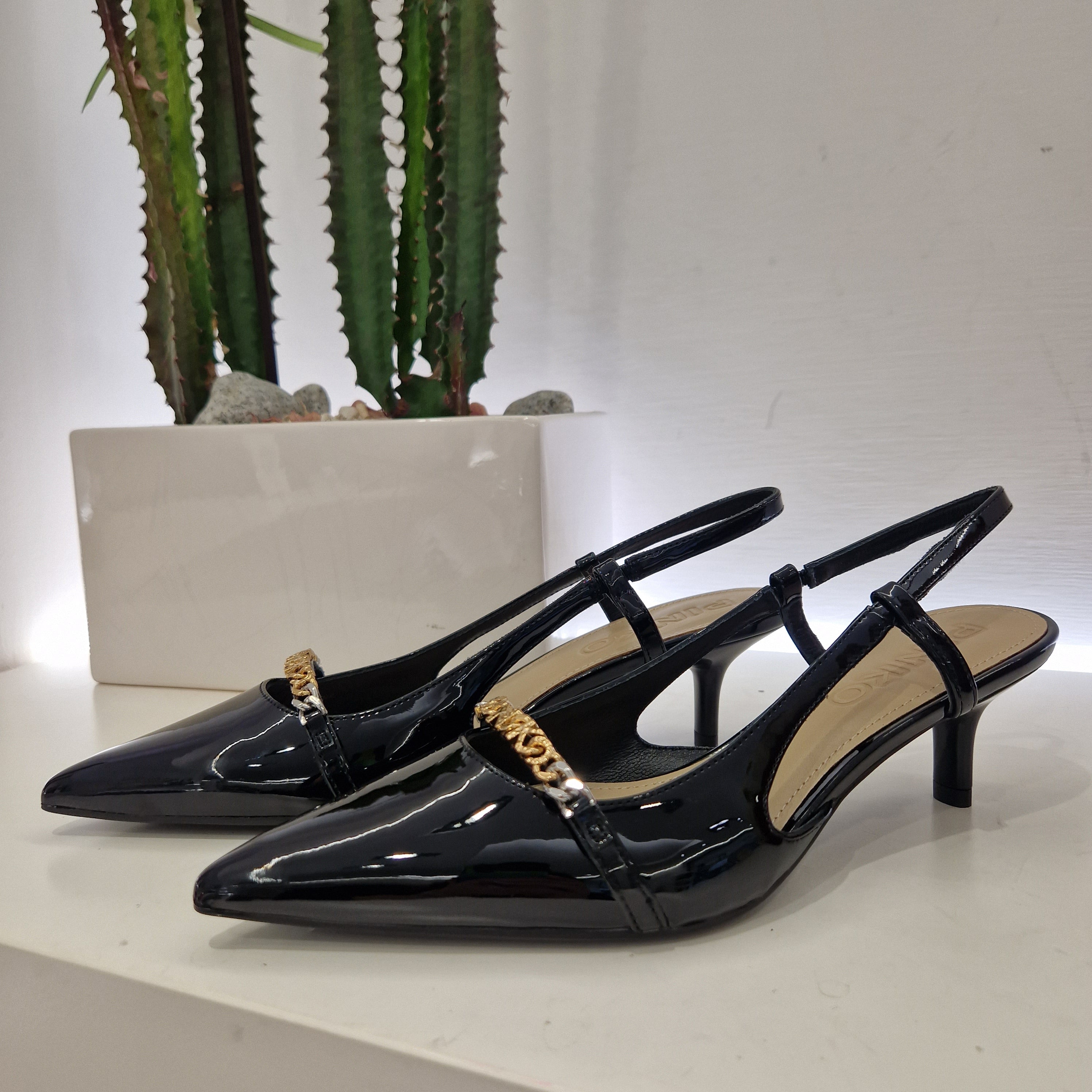 Pinko scarpa sling back vernice nera