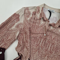 Kikisix camicia DAMASCO stampa panna e bordeaux