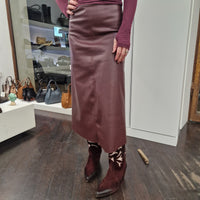 Gonna in ecopelle  color bordeaux