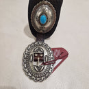 Alberto Luti cintura in pelle oro con fibbia argento con turchese