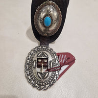 Alberto Luti cintura in pelle oro con fibbia argento con turchese