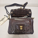 Campomaggi borsa color t.moro   linea AURORA cartella in pelle con borchie e strass