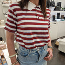 Kikisix T-shirt SUSANNA righe bordeaux