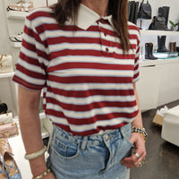 Kikisix T-shirt SUSANNA righe bordeaux