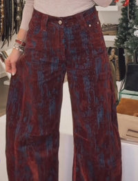 Pantalone baloon VELLUTTO bordeaux e blu