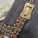 Campomaggi borsa Agnese nera  rivetti oro con corallo