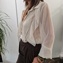 KIKISIX camicia con bottoni e rouge trasparente panna
