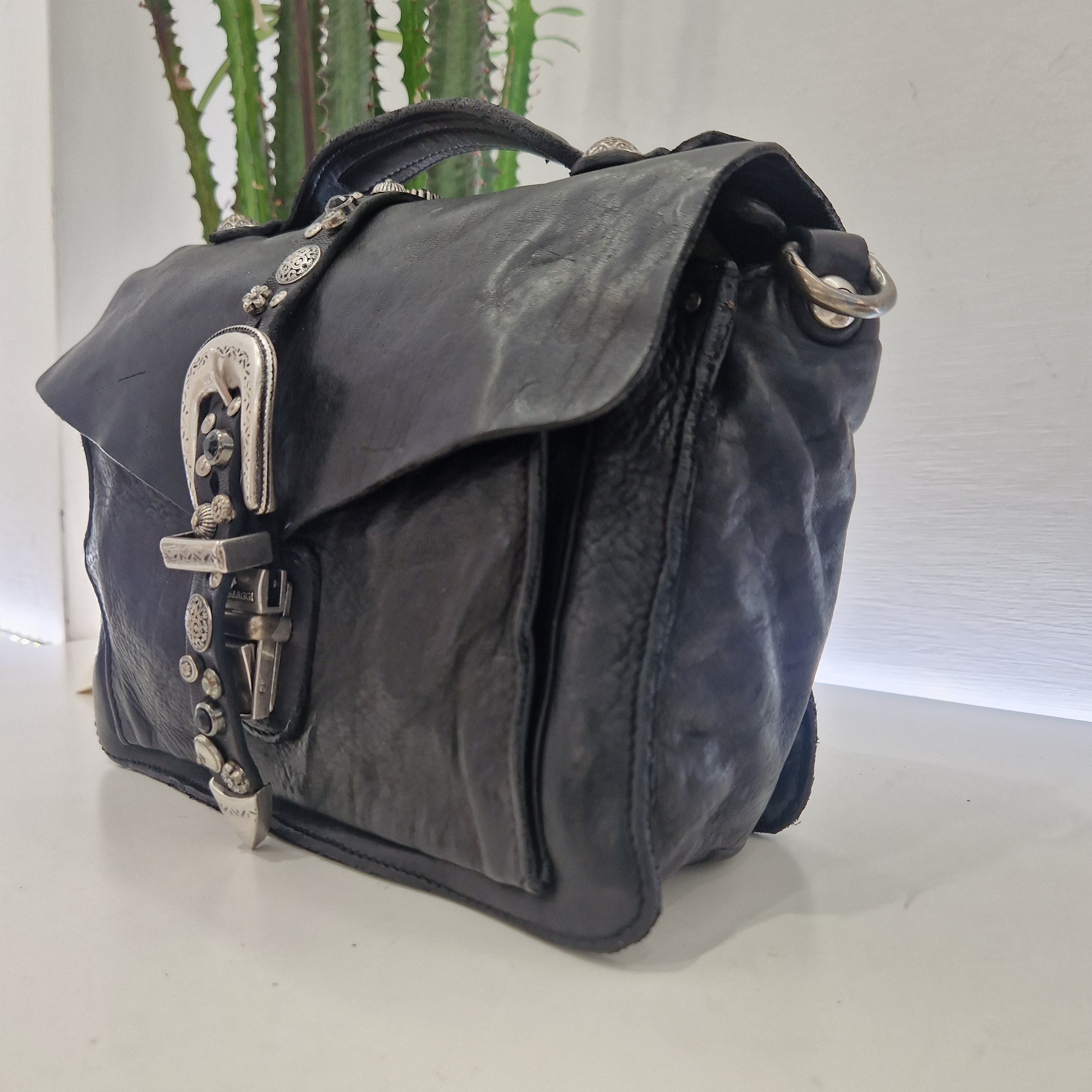 Campomaggi borsa PORZIA nera accessori argento