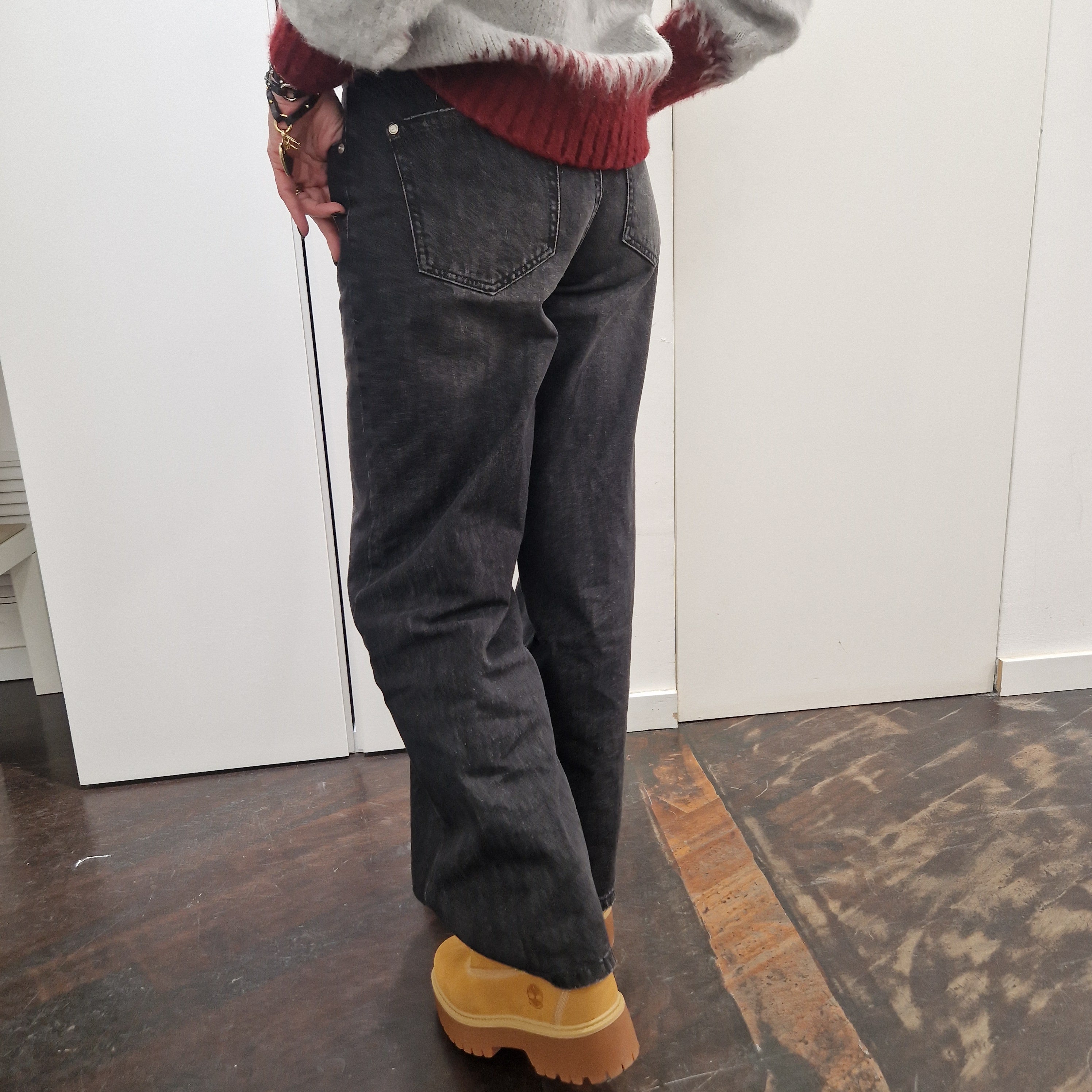 Pantalone MOON jeans nero delavè