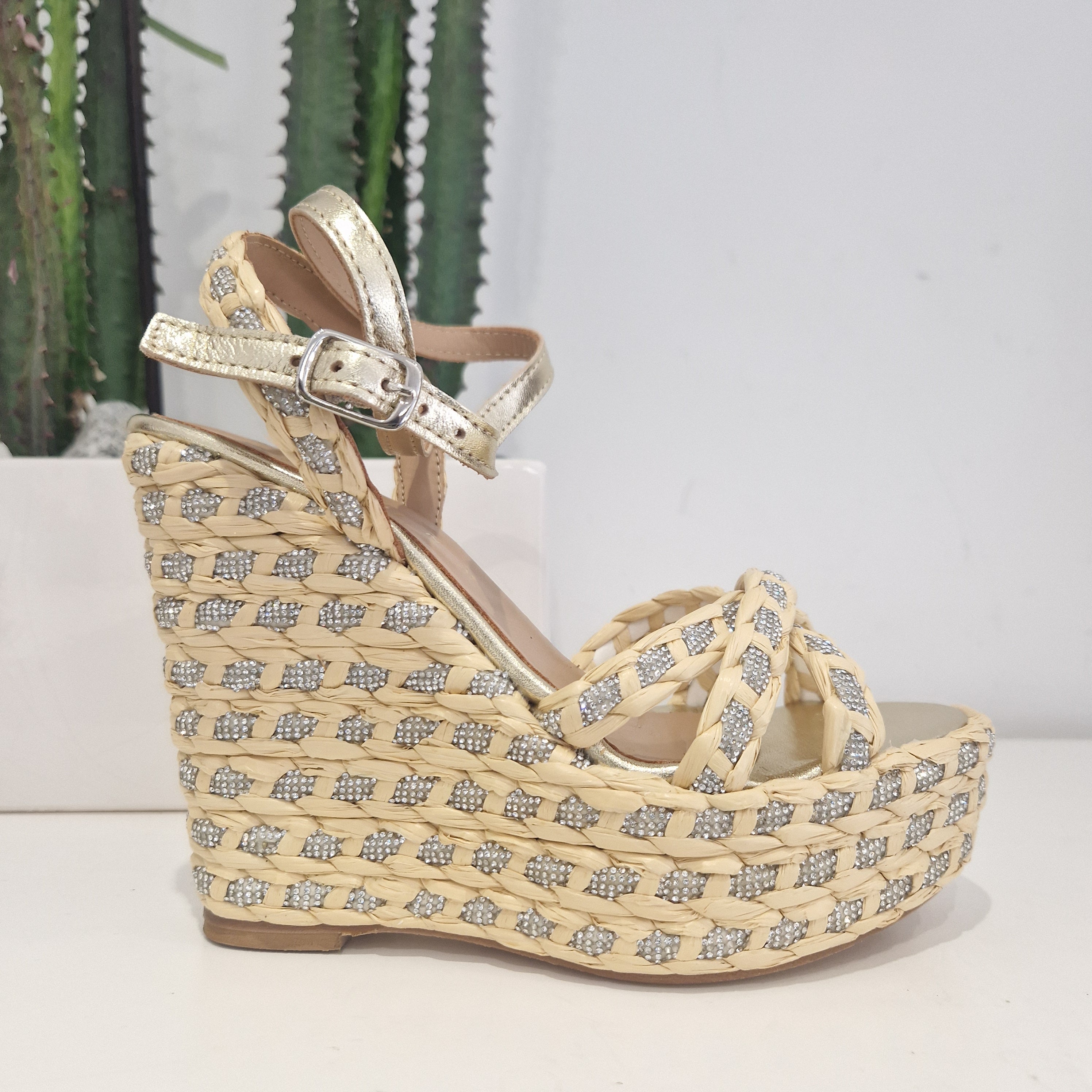 Fiorina sandalo JESS zeppa 100 beige/argento