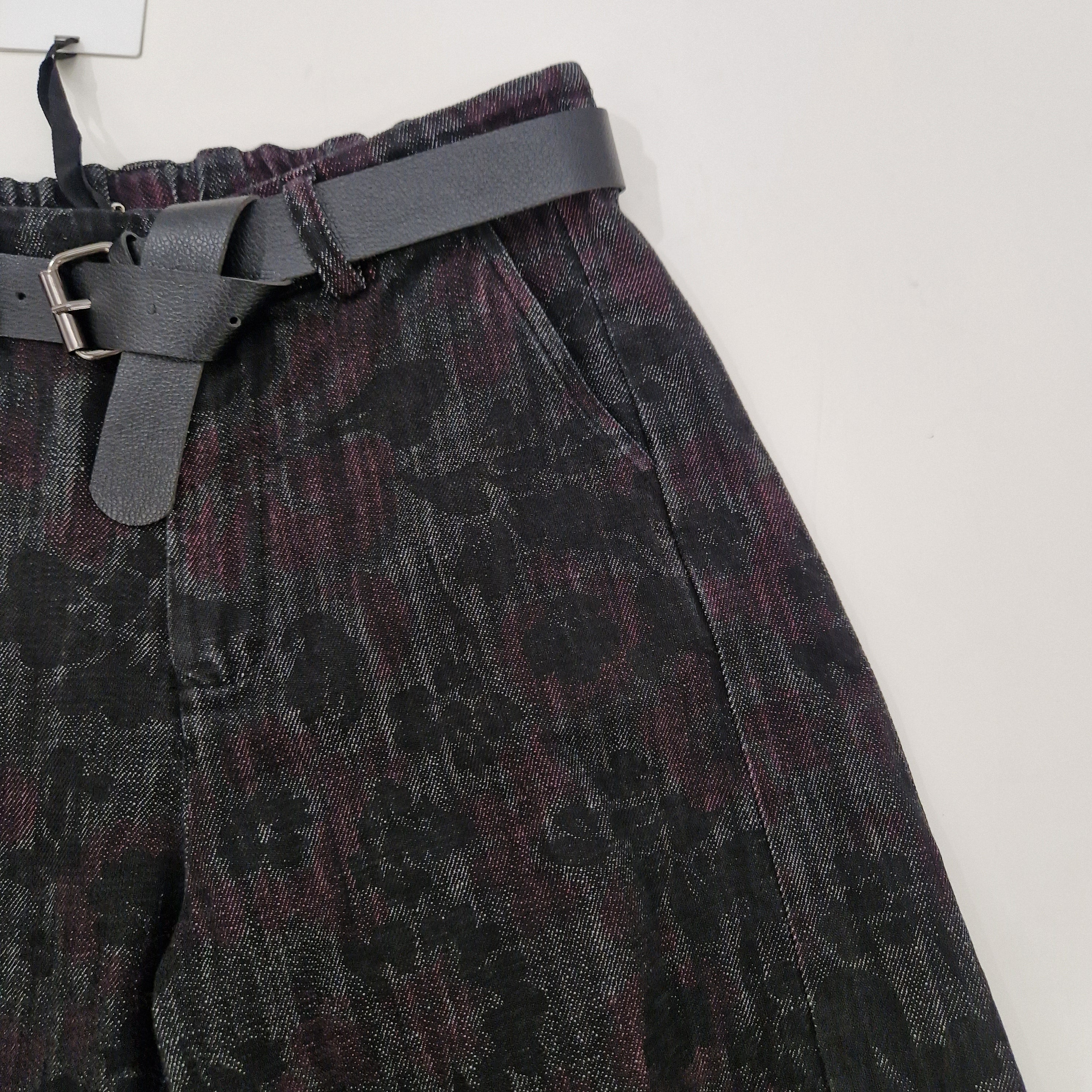 KIKISIX pantalone balloon stampa fiori scuro